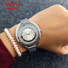 Relógio feminino com cristais contena, relógio de pulso quartz para mulheres 2024 - compre barato