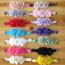 60 Pçs/lote Chiffon Flor Headband com Strass 2024 - compre barato