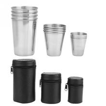 4pcs Stainless Steel Cups Portable Camping Picnic Travel Drinking Water Tea Beer Coffee Cup with Storage Bag Outdoor Tableware 2024 - buy cheap