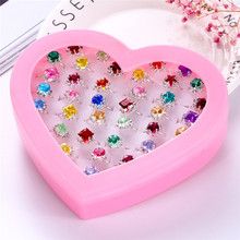 One Pack Colorful Crystal Children Adjustabel Cartoon Rings Jewelry Ornaments For Baby Kids Girl Birthday Party 2024 - buy cheap