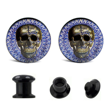 Junlowpy preto parafuso acrílico crânio carne túnel orelha maca expansor plugues jóias do corpo calibres de orelha uv piercing 4-16mm 2024 - compre barato