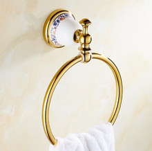 2016 nuevos accesorios de baño anillo de toalla Euro Diseño de lujo/soporte de toalla de baño de montaje en la pared de latón de moda y colgante de toalla 2024 - compra barato