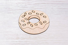 Corte de madera para rosquillas, recorte de madera, figura de madera contrachapada, corte láser, 4 tamaños en forma de adorno de madera, decoración artesanal para Decoupage Unpain 2024 - compra barato