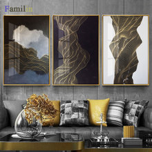 Nordic Abstract color spalsh blue golden canvas painting poster and print unique decor wall art pictures for living room bedroom 2024 - buy cheap