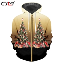 CJLM мужская новая стильная индивидуальная цветная трендовая толстовка на молнии с 3D принтом рождественской елки мужская повседневная спортивная куртка большого размера 6XL 2024 - купить недорого