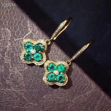 Pendientes de plata de primera ley y Gema para mujer, aretes colgantes, plata esterlina 925, Gema natural verde esmeralda, regalo de fiesta de cumpleaños 2024 - compra barato