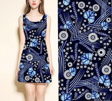 Tecido de algodão de alta seda, flores azuis, tecido de seda impressa para vestido, camisa, cachecol, crepe, tecido de fibra de carbono 2024 - compre barato