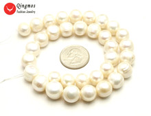 Qingmos 11-14mm White Round Natural Freshwater Pearl Loose Beads Strands for Jewelry Making Necklace Bracelet DIY 14'' Los790 2024 - buy cheap