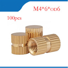100pcs M4 x 6mm x OD 6mm Injection Molding Brass Knurled Thread Inserts Nuts 2024 - buy cheap