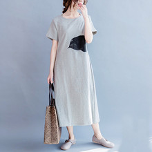 Trajnatural vestido estampado feminino, casual, cor sólida, novo vestido solto de manga curta, vestidos confortáveis simples, 2021 2024 - compre barato