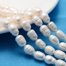 pandahall Grade A Freshwater Pearl Beads for Jewelry Making DIY Rice White 8~9mm, Hole: 0.8mm; 14.1" 2Strands/lot 2024 - buy cheap