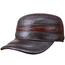 Gorra de piel de oveja para hombre, gorro cálido de cuero genuino, ajustable, para ancianos, 100%, talla B-7256 2024 - compra barato