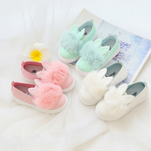 Toddler Baby Kid Girl Rabbit Crib Shoes Princess Infant Microfiber Leather Plush Lovely Fluffy Shoes Bunny Sneakers Prewalker 2024 - buy cheap