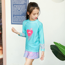 Girls Kids Two Piece Round-Neck Rash Guard UV Sun Protection Swimsuit UPF 50+ Sun Protection Swim Shirt Skirts 5 to 11 Years 2024 - buy cheap