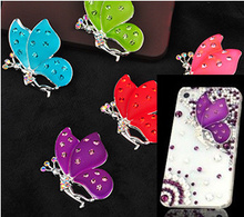 3pcs per lot Min.$15 (Mixed Order) Rhinestone Colorful Butterfly Charms Pendant For Cell Phone DIY Alloy Decoration 2024 - buy cheap