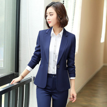Женский деловой костюм из двух предметов, офисный Тонкий костюм с длинным рукавом + брюки 2024 - купить недорого