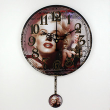 Marilyn monroe home decoration watch wall fashion silent bedroom decor 3d wall clock modern design unique gift orologio parete 2024 - buy cheap