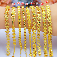 Pulseiras e braceletes femininos de ouro, pulseiras africanas 8 polegadas, para casamento, nupcial, acessórios para joias, presente de aniversário 2024 - compre barato