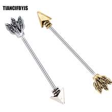 TIANCIFBYJS Wholesale 20pcs Tree Arrow Industrial Piercing Barbell Ear Tragus Cartilage Helix Stud Earring Body Jewelry 2 Colors 2024 - buy cheap