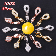 100% S925 sterling silver pendant buckle beeswax amber jade clip buckle jade melon seeds buckle necklace buckle accessories 2024 - buy cheap