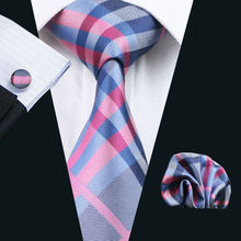 LS-467 Men`s Tie 100% Silk Plaid Jacquard Woven Gravata Tie+Hanky+Cufflinks Set For Formal Wedding Business Party Free Postage 2024 - buy cheap