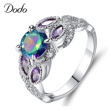 Colorful Mysterious Rainbow Rings 585 White Gold Color Cubic Zirconia Ring For Women Wedding Bijoux Jewelry Anel Anillos R500 2024 - buy cheap