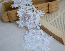3 Meters Hot Sale 11CM Width High Quality Embroidered Lace Trim White Large Flower Floral Lace Fabric 2024 - buy cheap