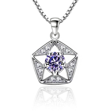 Hollow Star Pendants Silver Color Necklaces Purple Transparent Zirconia Crystal Suspension Choker Necklace Fashion Women Jewelry 2024 - buy cheap