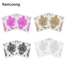 [RainLoong] Printed Damask Flower Paper Napkin Vintage Event & Party Tissue Napkins Decoration Decoupage 33*33cm 1 pack  2024 - buy cheap