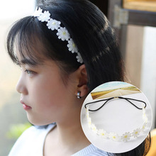 Diademas de margaritas blancas para el pelo, bandana elástica con bordado de flores, accesorios para el cabello para Festival, boda y novia 2024 - compra barato