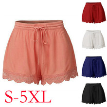 New Fashion Korean Street Style Simple Summer Women Lace Plus Size Rope Tie Shorts Solid Color Mid Waist Sport Loose Trousers 2024 - buy cheap