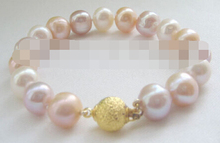 00956 white pink purple round freshwater pearl bracelet 2024 - buy cheap