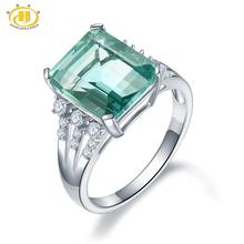 HUTANG 7.31ct Fluorite Wedding Rings Natural Gemstone Topaz 925 Sterling Silver Cocktail Ring Fine Jewelry for Women Gift New 2024 - купить недорого