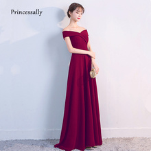 New Evening Dress Elegant Robe De Soiree A-line Wine Red Long Evening Dress Party Elegant Vestido De Festa Long Prom Gown 2019 2024 - buy cheap