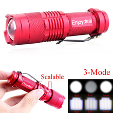 Skid-Proof Waterproof Mini 2000LM Q5 LED Zoomable 3 Modes Flashlight Hiking Torch Lamp Red Adjustable Focus 14500 Battery 2024 - buy cheap