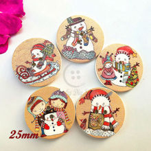 Botones decorativos de Navidad, 50 Uds., 20mm/25mm, redondos variadas, patrón de Navidad, para álbum de recortes de manualidades, costura 2024 - compra barato