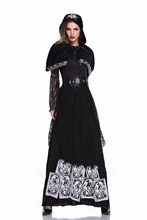 Halloween Victorian Dress Cosplay Costumes Scary Vampire Witch Clothes Women Medieval Masquerade Costume Black Fancy Maxi Dress 2024 - buy cheap