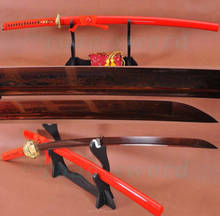 JAPANESE SAMURAI SWORD KATANA BLACK&RED FOLDED STEEL FULL TANG BLADE SHARP 2024 - buy cheap