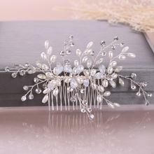 Silver Color Hair Comb Pearl Rhinestone Women Hair Jewelry Handmade Crystal Hairpin Clip Flower Wedding Fashion Hair Accessories 2024 - buy cheap
