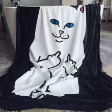 Толстое супер мягкое теплое зимнее плюшевое Флисовое одеяло с принтом кота, коврик для дивана, постельные принадлежности, покрывало домашний декор, микро-одеяло для путешествий 2024 - купить недорого