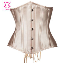Corzzet Vintage Beige Steel Boned Underbust Corsets And Bustiers Waist Slimming Sexy Gothic Corpetes E Espartilhos 2024 - buy cheap