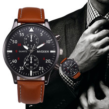 Часы мужские с кожаным ремешком в ретро-стиле, спортивные аналоговые наручные часы для мужчин 2020 2024 - купить недорого