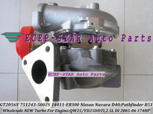 Turbo GT2056V 751243-0002 751243 Turbocharger Para NISSAN Navara Pathfinder D40 14411-EB300 R512005-06 QW25 YD25DDTI 2.5L 174HP 2024 - compre barato