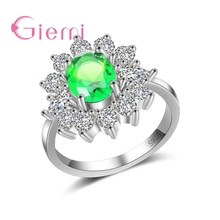 Pure 925 Sterling Silver Rings CZ Paved Blossom Shape Shiny Flower Finger Rings for Women Female Wedding Bridal Jewelry 2024 - buy cheap