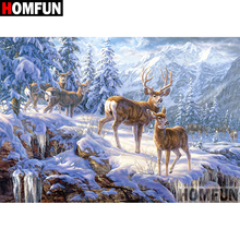 HOMFUN Full Square/Round Drill 5D DIY Diamond Painting "Snow deer" 3D Embroidery Cross Stitch 5D Home Decor Gift A09478 2024 - buy cheap