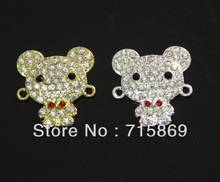 Free Shipping 10pcs/Lot  30*28mm Gold,Silver tone Crystal Rhinestone Hello Kitty Cat Bracelet Connector Charms Beads 2024 - buy cheap