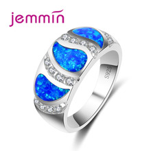 Lovely Blue Opal Rings with CZ Crystal For Women Party Gift New Fashion Jewelry Top Quality Finger Rings 2024 - buy cheap