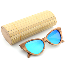 Gafas de sol de madera de bambú con forma de ojo de gato para mujer, anteojos de sol femeninos hechos a mano, con marco de madera de cebra, a la moda, 2021 2024 - compra barato