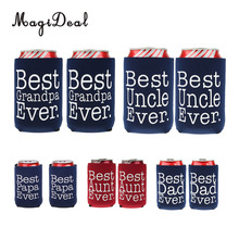 Magideal 2pcs/Lot Best Dad Papa Grandpa Aunt Uncle Ever Black Beer Can Cooler Holder Hens Night Wedding Party Favos Gifts 2024 - buy cheap