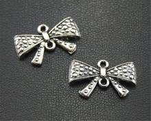 45pcs  Silver Color bowknot Bow Charm Pendant DIY Necklace Bracelet Bangle Findings 10x18mm A1704 2024 - buy cheap